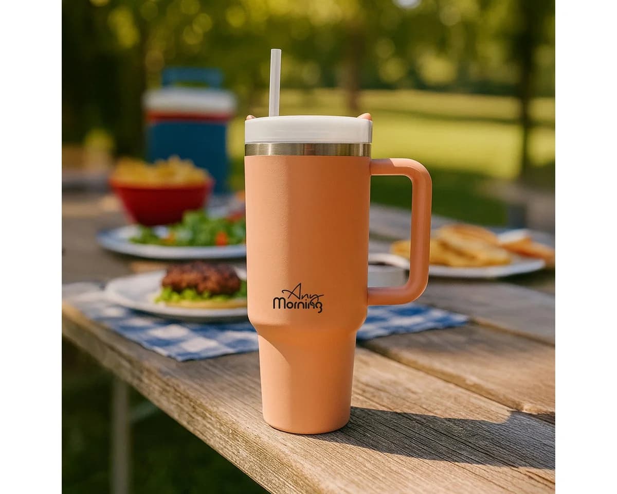 ANY MORNING Thermobecher XL 1200ml Edelstahl Lachs - Bild 4