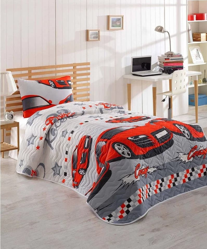 L'Essentiel Maison Bettdecke + Kopfkissen 65% Baumwolle 35% Polyester Rot/Grau/Weiß