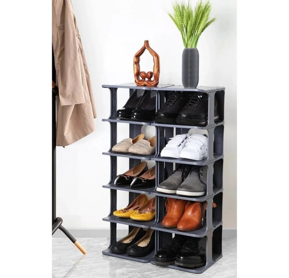 Luxury Bites Schuhregal 5 Ebenen Kunststoff Tragbar Weiß Anthrazit - Bild 3