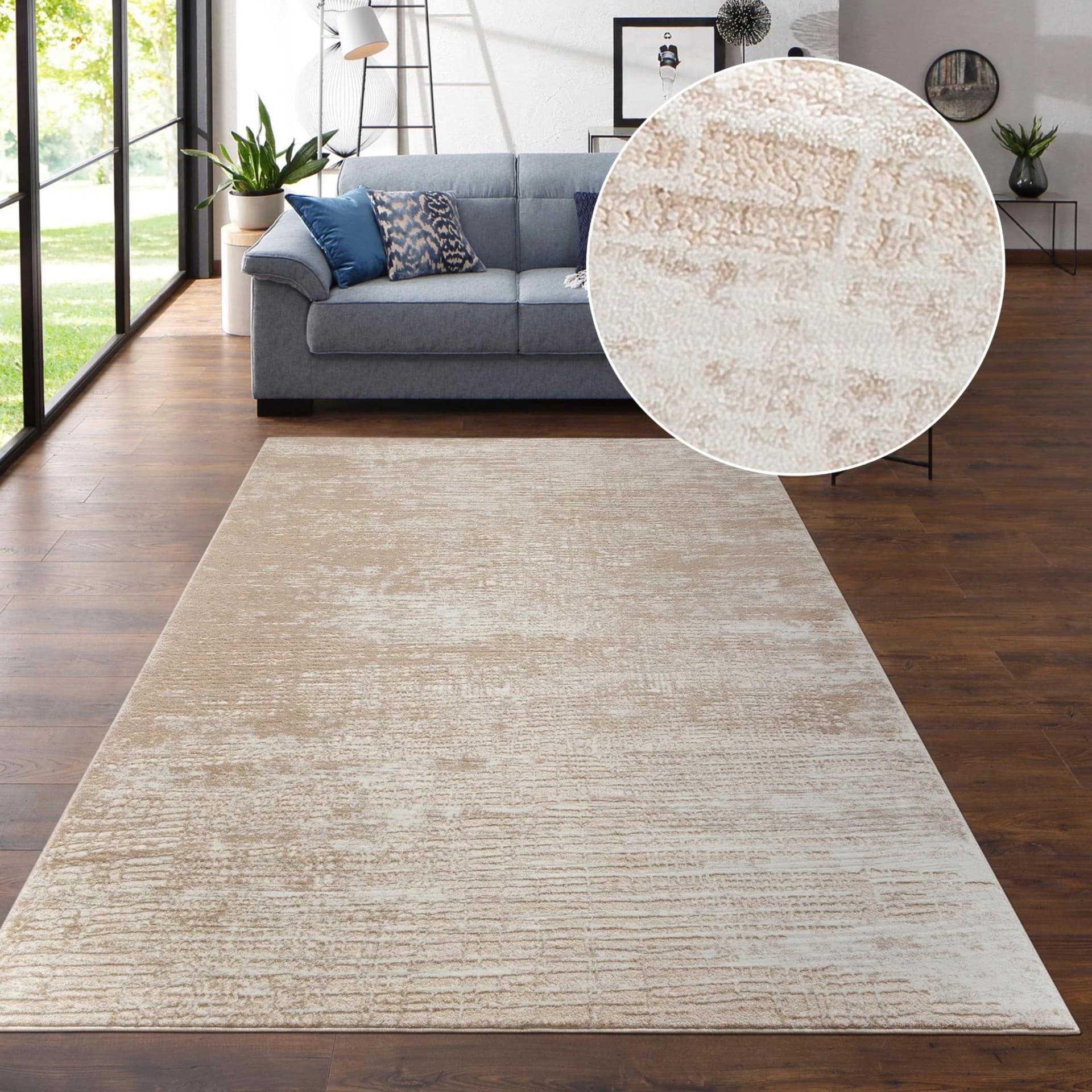 Teppich Ariano Beige Hoch-Tief-Struktur Vintage Design