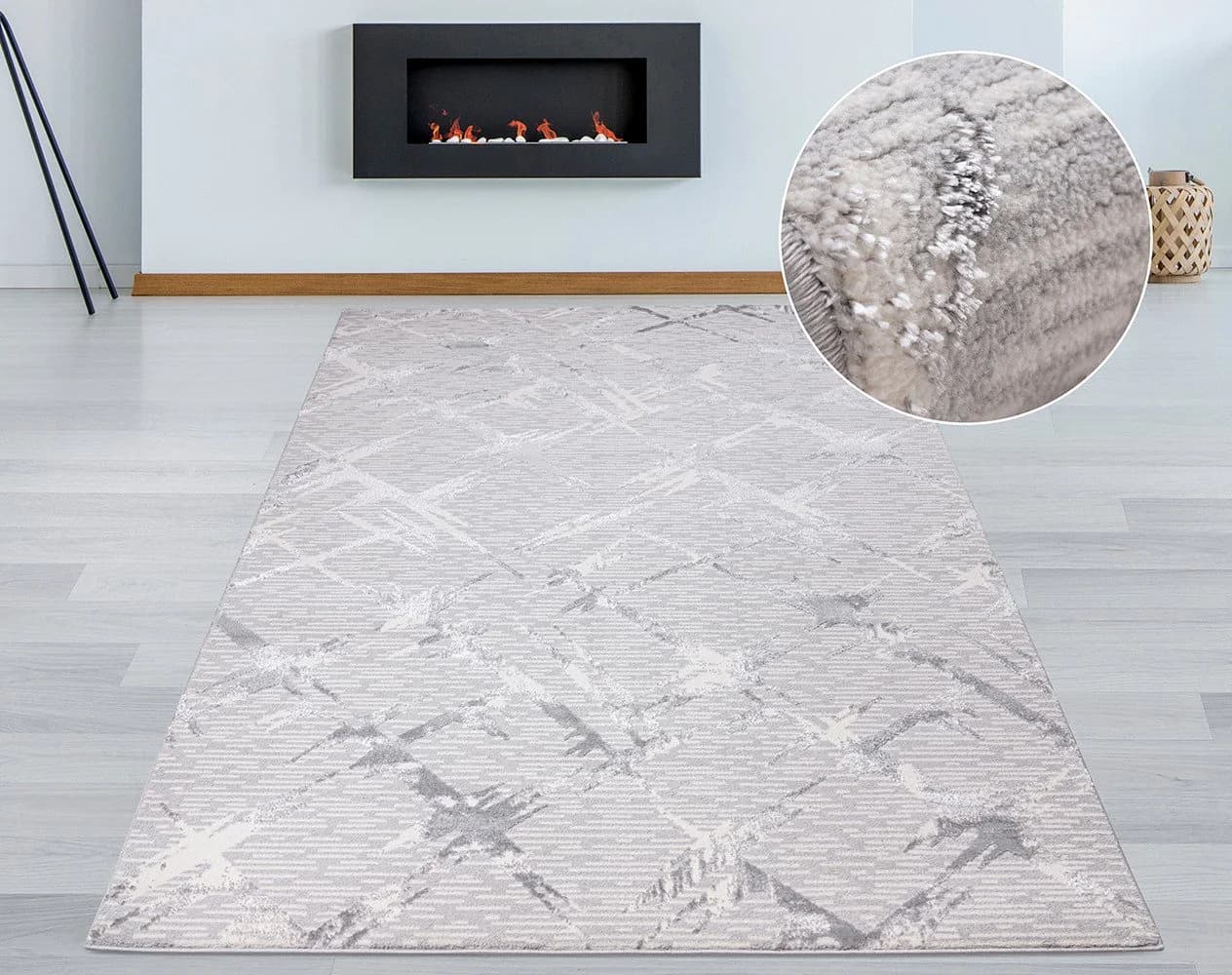 my home Teppich Kirian Grau 3D-Rauten Kurzflor