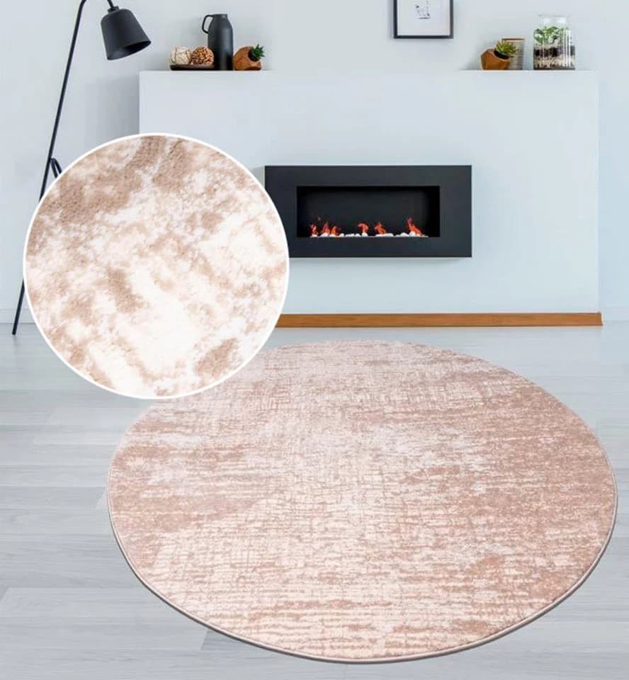 OTTO HOME Teppich Ariano Beige Rund 140cm Hoch-Tief-Struktur
