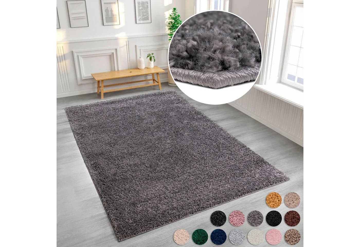 Hochflor-Teppich Viva Grau Kunstfaser - Bild 2