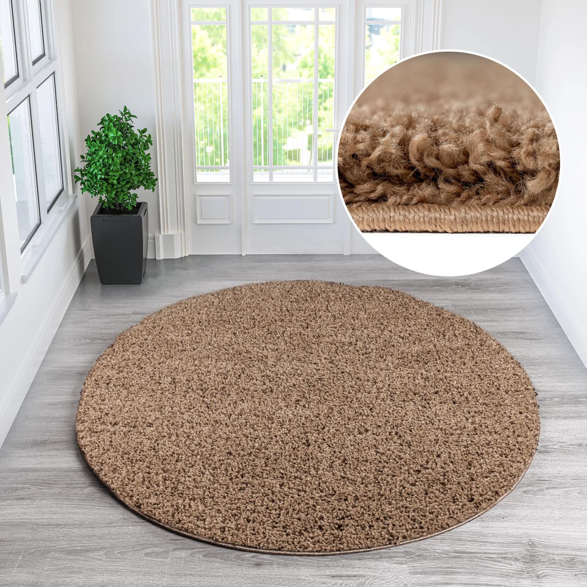 OTTO HOME Teppich Viva rund Braunmelange 140cm Hochflor