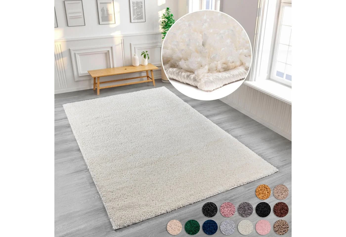OTTO home Hochflor-Teppich Viva Shaggy Beige Uni - Bild 2
