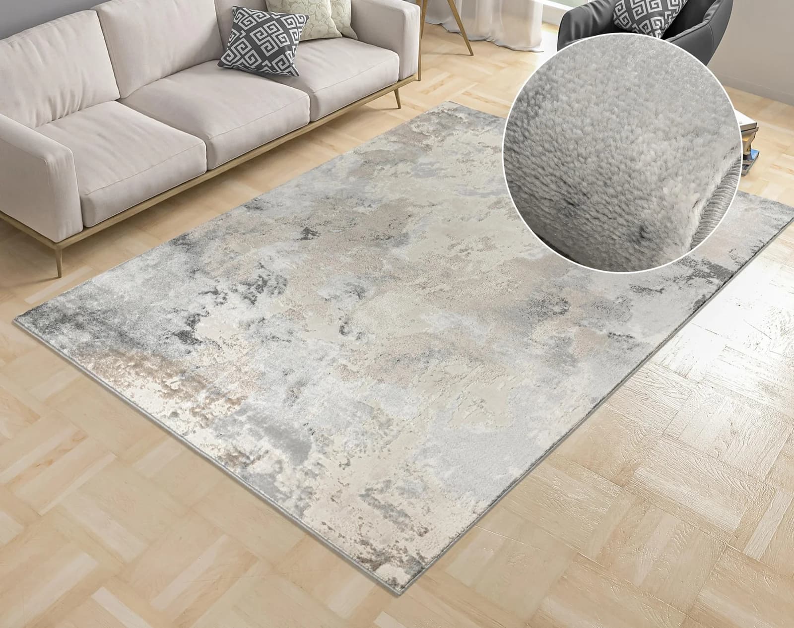 Teppich MY HOME "Hamar" Hellgrau Marmor-Optik