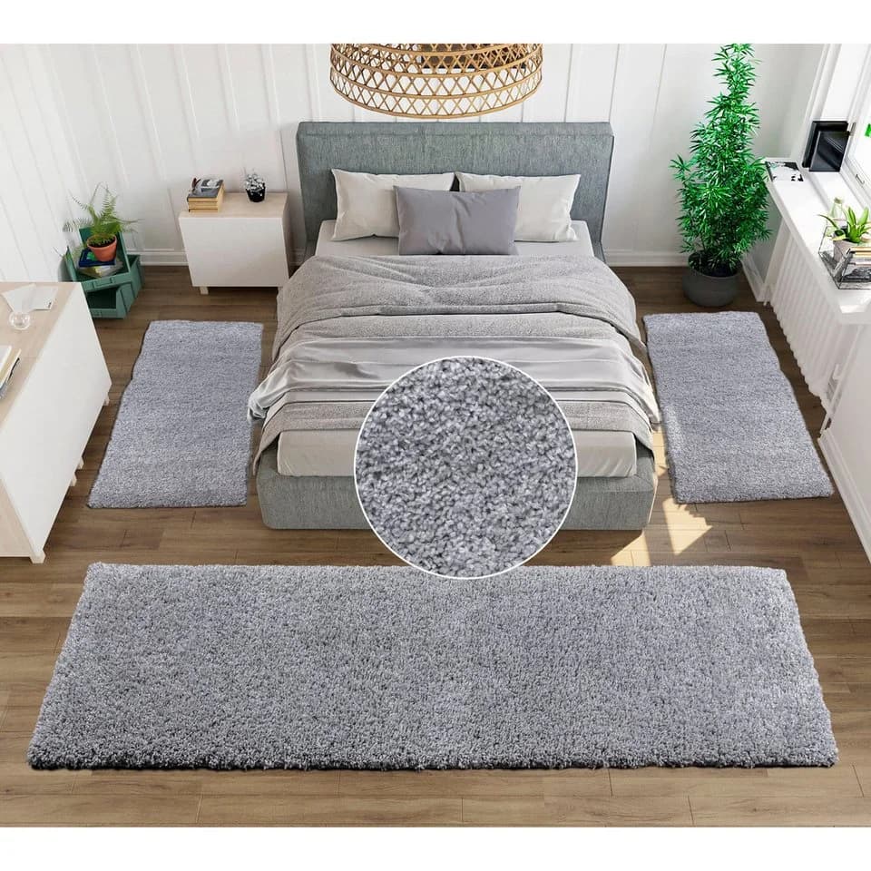 OTTO home Bettumrandung Viva 3-tlg. Hellgrau Hochflor