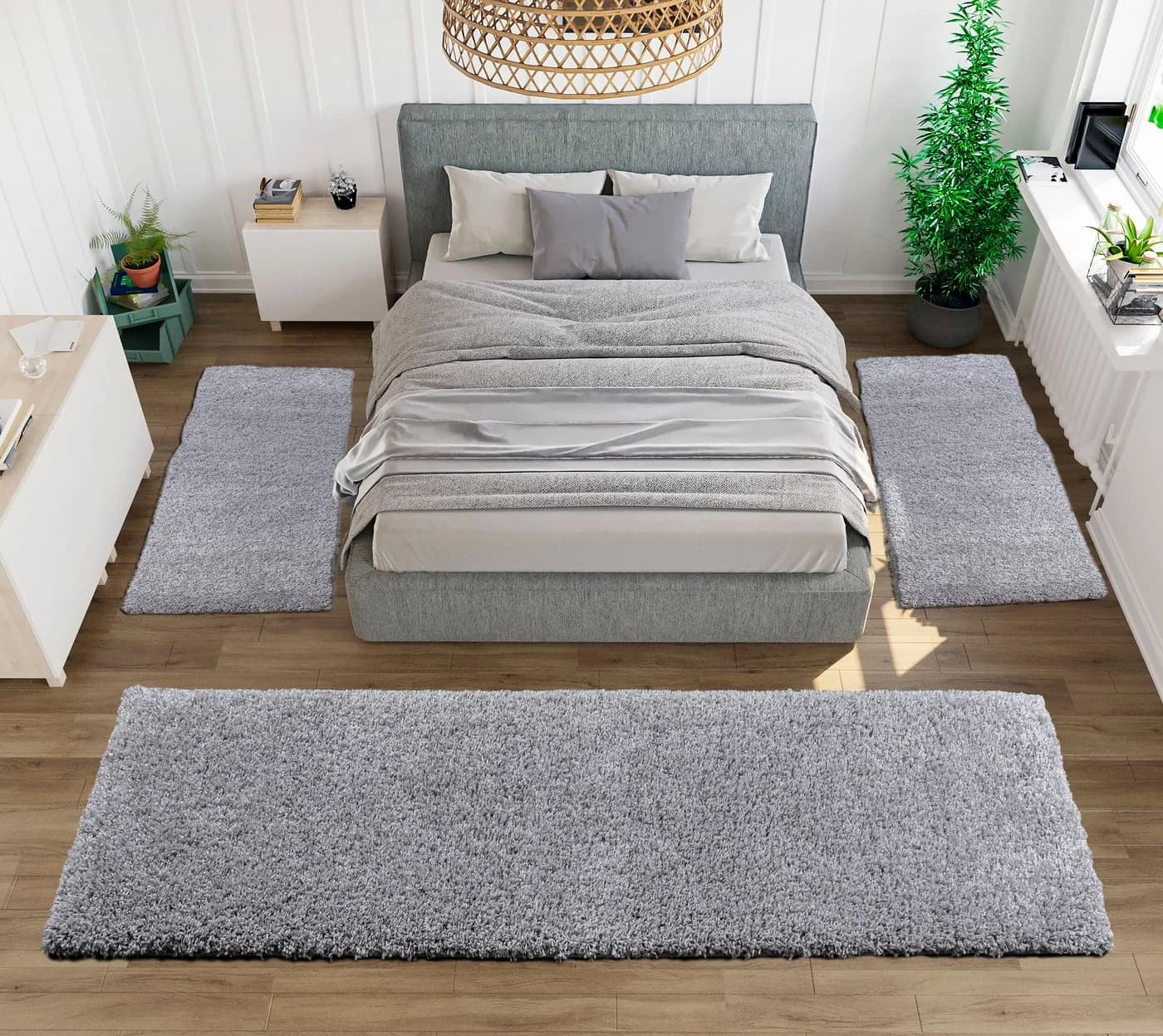 OTTO home Bettumrandung Viva 3-tlg. Hellgrau Hochflor - Bild 4