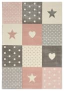 MERINOS Kinderteppich Pastel Kids Grau Rosa Motiv Sterne Herzen Bild 1