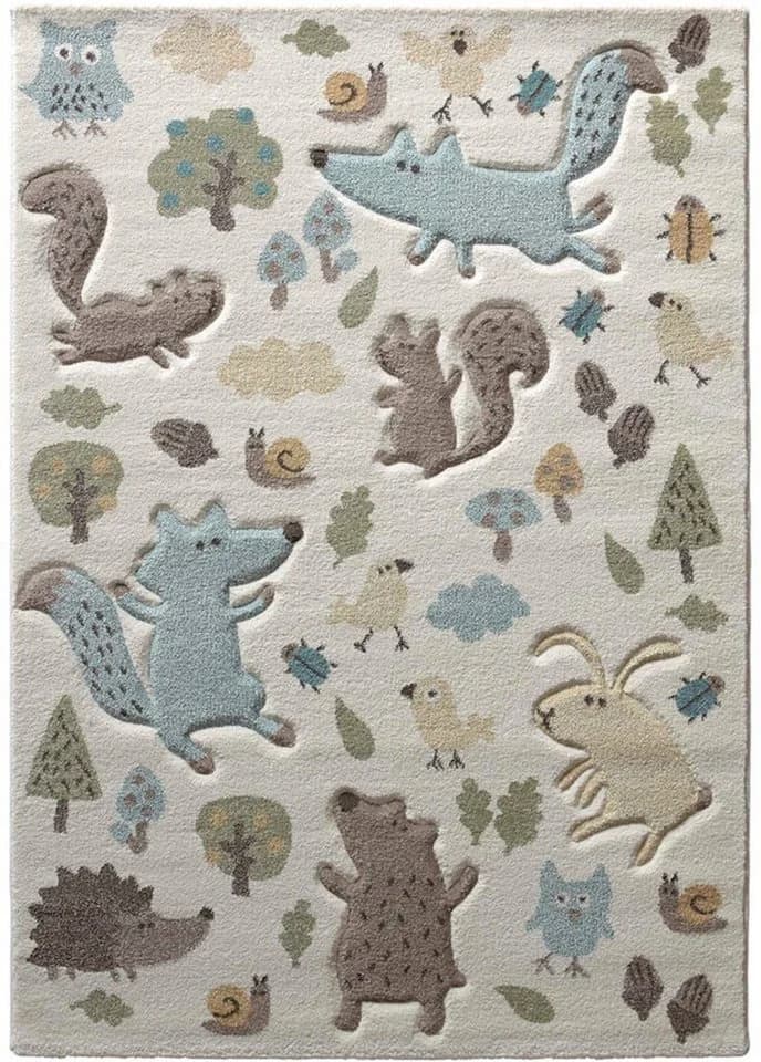 SIGIKID Kinderteppich Forest Beige Blau Waldtiere Motiv - Bild 3