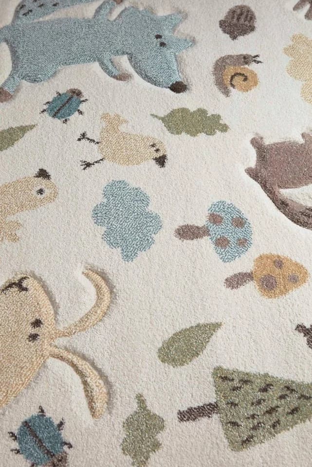 SIGIKID Kinderteppich Forest Beige Blau Waldtiere Motiv - Bild 5