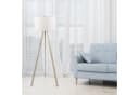 Opviq Stehlampe 38 x 140 cm, Skandinavisches Design, Eiche-Optik, Weißer Stoffschirm Bild 1