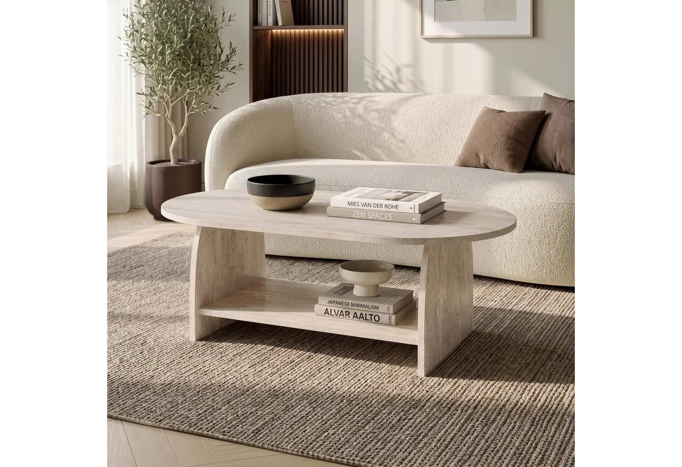 Skye Decor Couchtisch Rafel Beige Japandi Stauraum