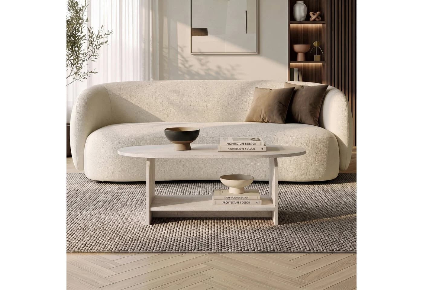 Skye Decor Couchtisch Rafel Beige Japandi Stauraum - Bild 3