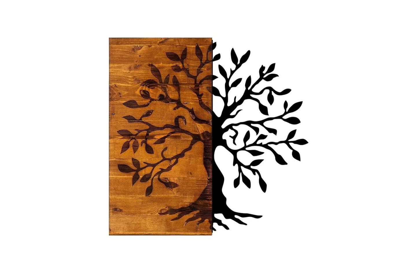 Wallity Wanddekoobjekt 50% Holz 50% Metall 58x58cm Walnuss/Schwarz - Bild 2