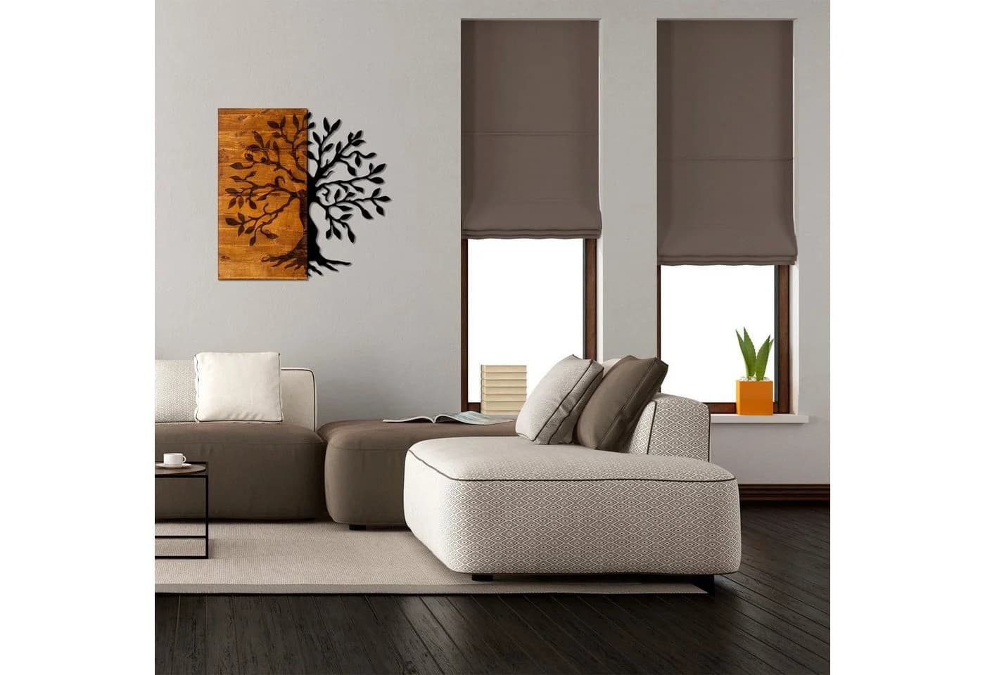 Wallity Wanddekoobjekt 50% Holz 50% Metall 58x58cm Walnuss/Schwarz - Bild 3