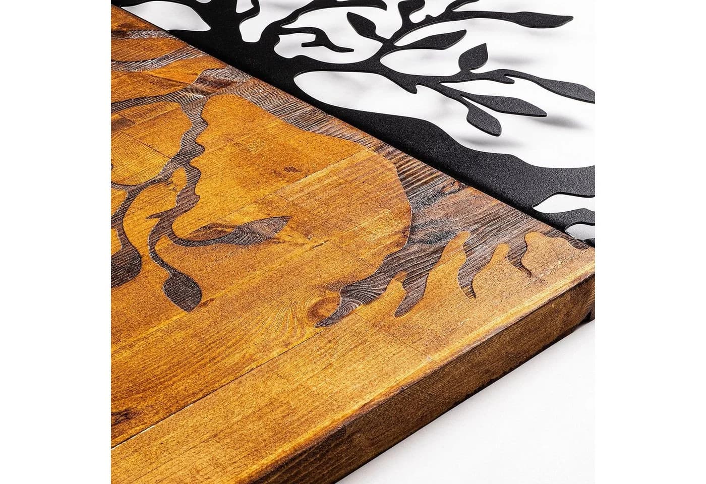Wallity Wanddekoobjekt 50% Holz 50% Metall 58x58cm Walnuss/Schwarz - Bild 4