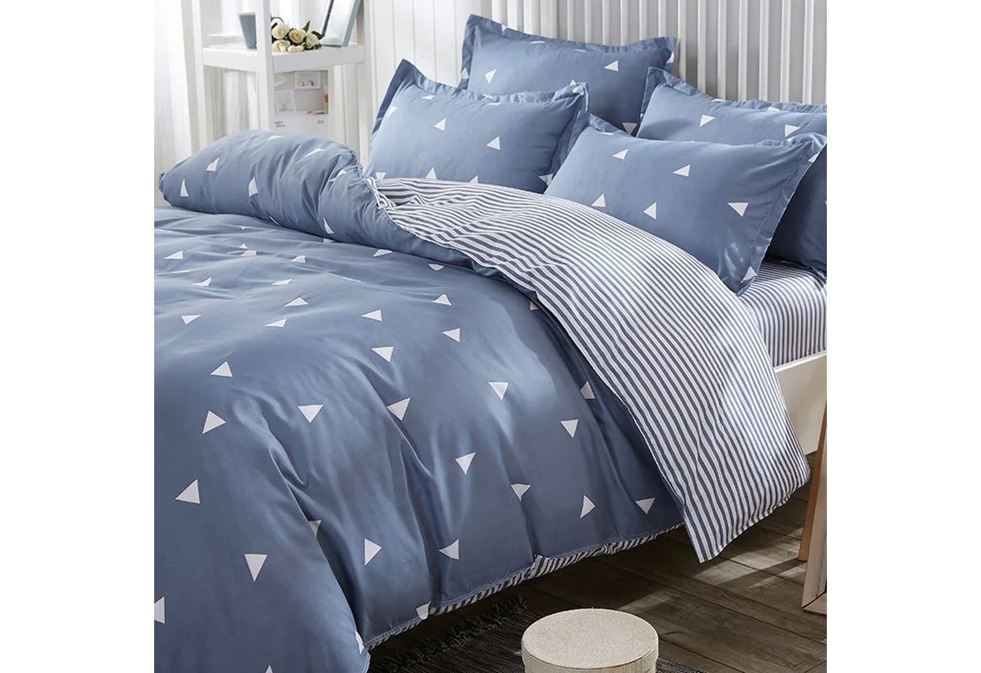 L'Essentiel Maison Bettbezugset Blau/Weiß Baumwolle Polyester