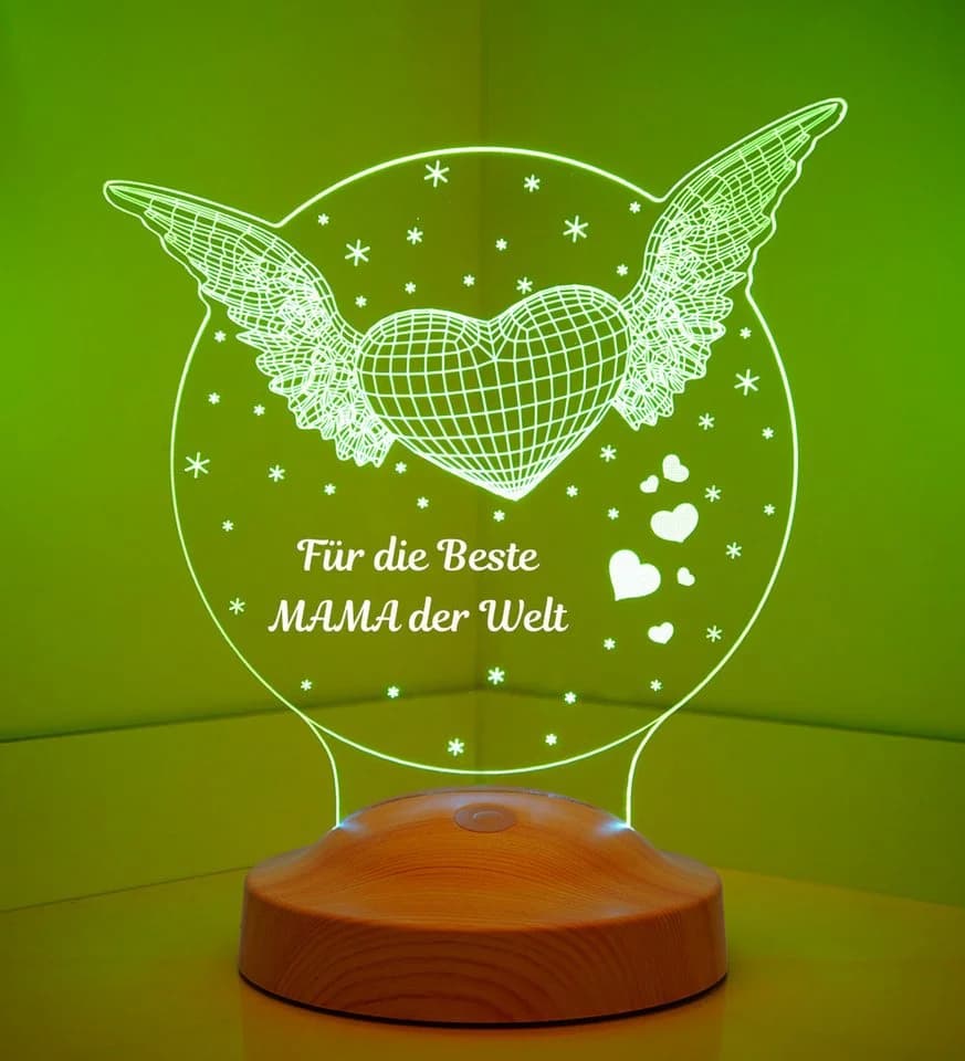 Geschenkelampe LED Nachttischlampe Fliegendes Herz 3D mehrfarbiges Nachtlicht - Bild 4
