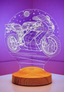 LED Nachttischlampe Racing Motorrad Design 3D-Illusion Art-Deco Bild 3