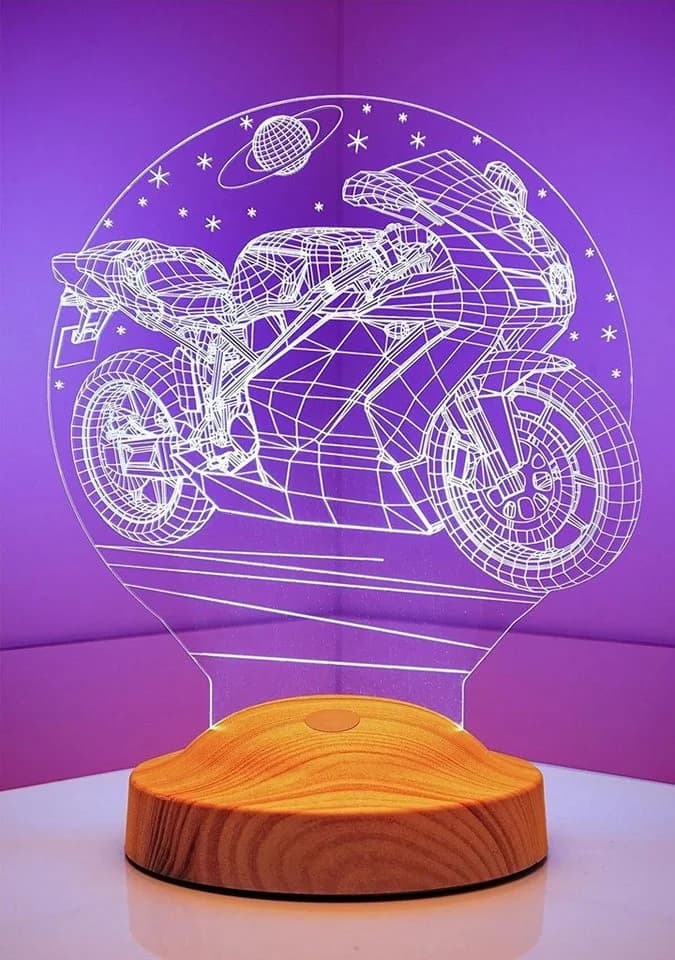 LED Nachttischlampe Racing Motorrad Design 3D-Illusion Art-Deco - Bild 3