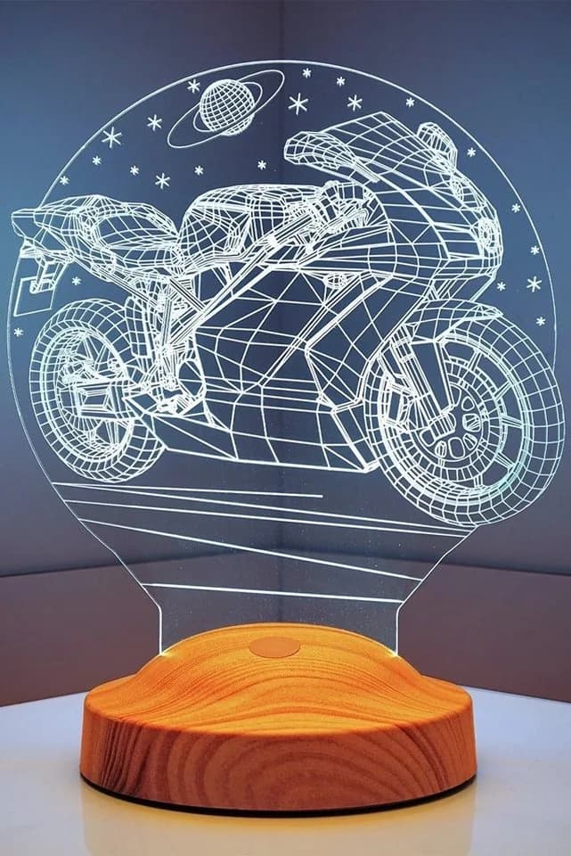 LED Nachttischlampe Racing Motorrad Design 3D-Illusion Art-Deco - Bild 4