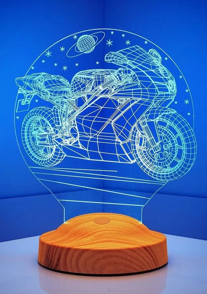 LED Nachttischlampe Racing Motorrad Design 3D-Illusion Art-Deco - Bild 5