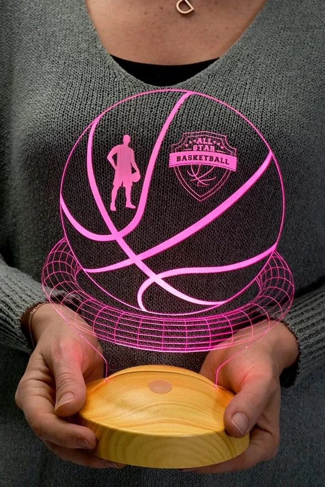 Geschenkelampe LED Nachttischlampe Basketball 3D Gravur 7 Farben