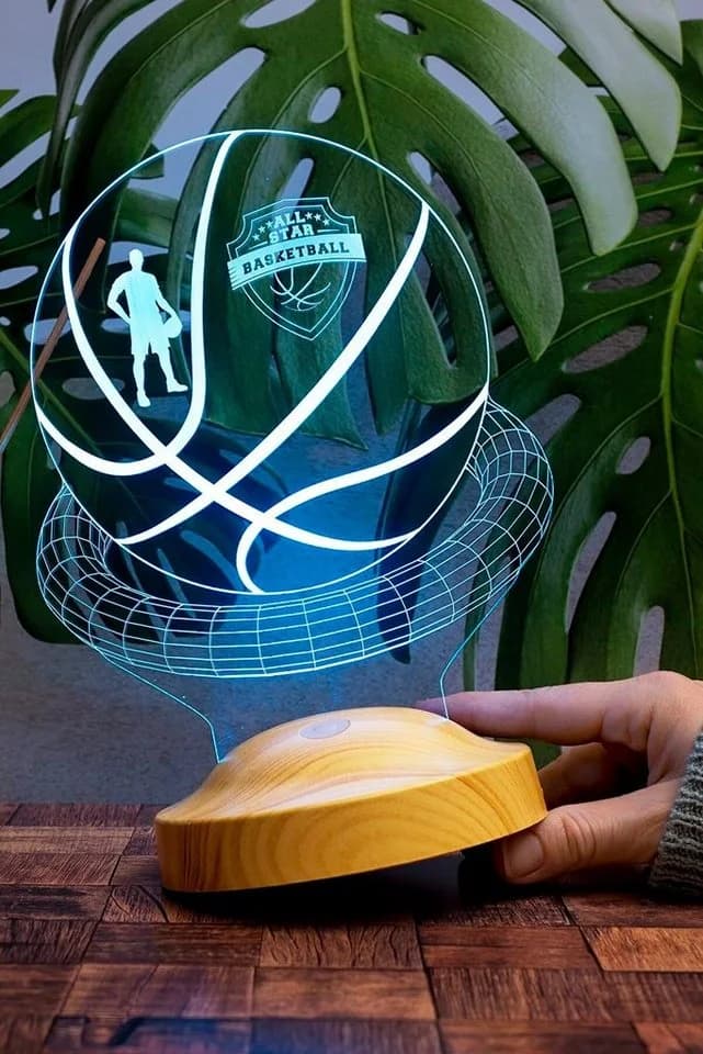 Geschenkelampe LED Nachttischlampe Basketball 3D Gravur 7 Farben - Bild 4