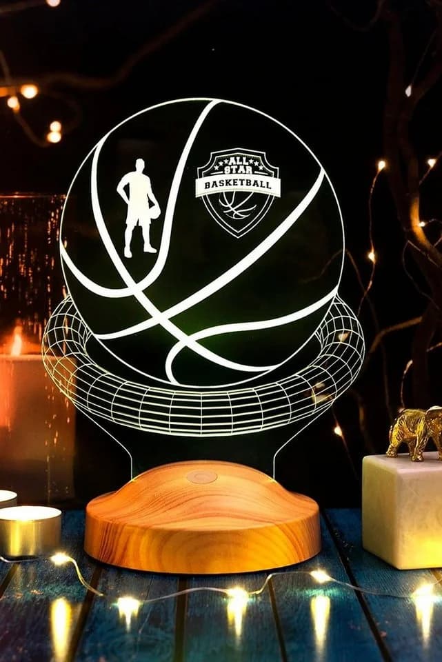 Geschenkelampe LED Nachttischlampe Basketball 3D Gravur 7 Farben - Bild 5