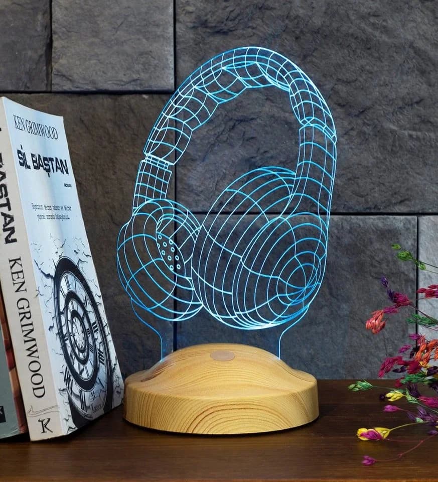 Geschenkelampe LED Nachttischlampe Kopfhörer 3D mehrfarbige Lampe - Bild 4