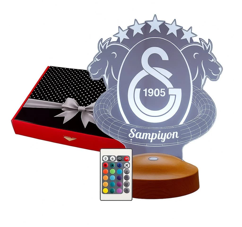 Geschenkelampe LED 3D Nachtlicht Galatasaray 7 Farben - Bild 2