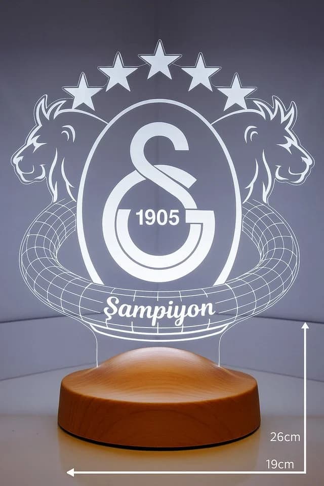 Geschenkelampe LED 3D Nachtlicht Galatasaray 7 Farben - Bild 3