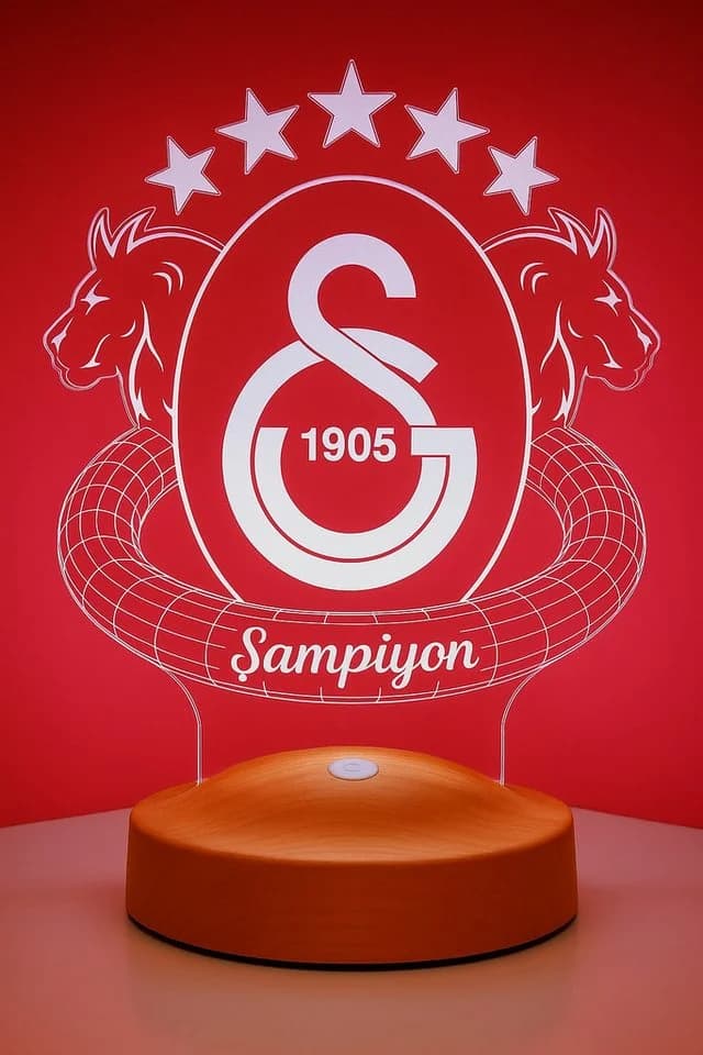 Geschenkelampe LED 3D Nachtlicht Galatasaray 7 Farben - Bild 4