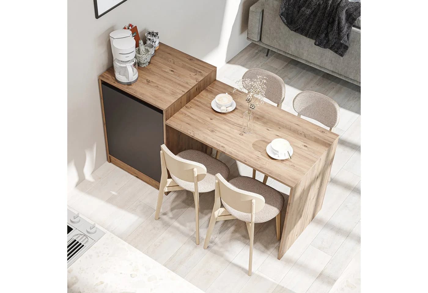 Roomart Küchentisch MILANO Kücheninsel mit Esstisch und Stauraum Weiß - Bild 2