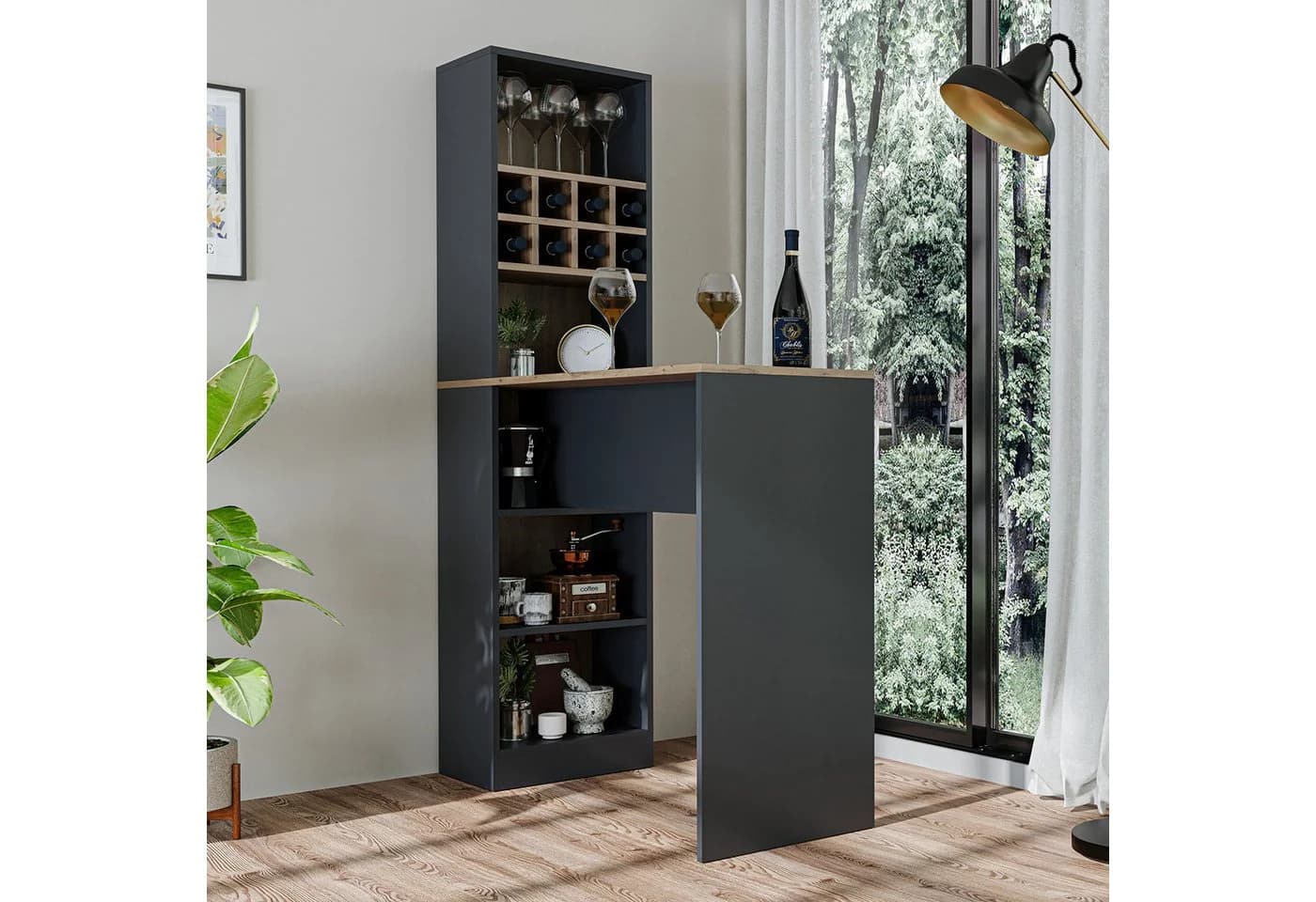 Roomart Bartisch Dublin Hausbar mit Weinregal & Stauraum