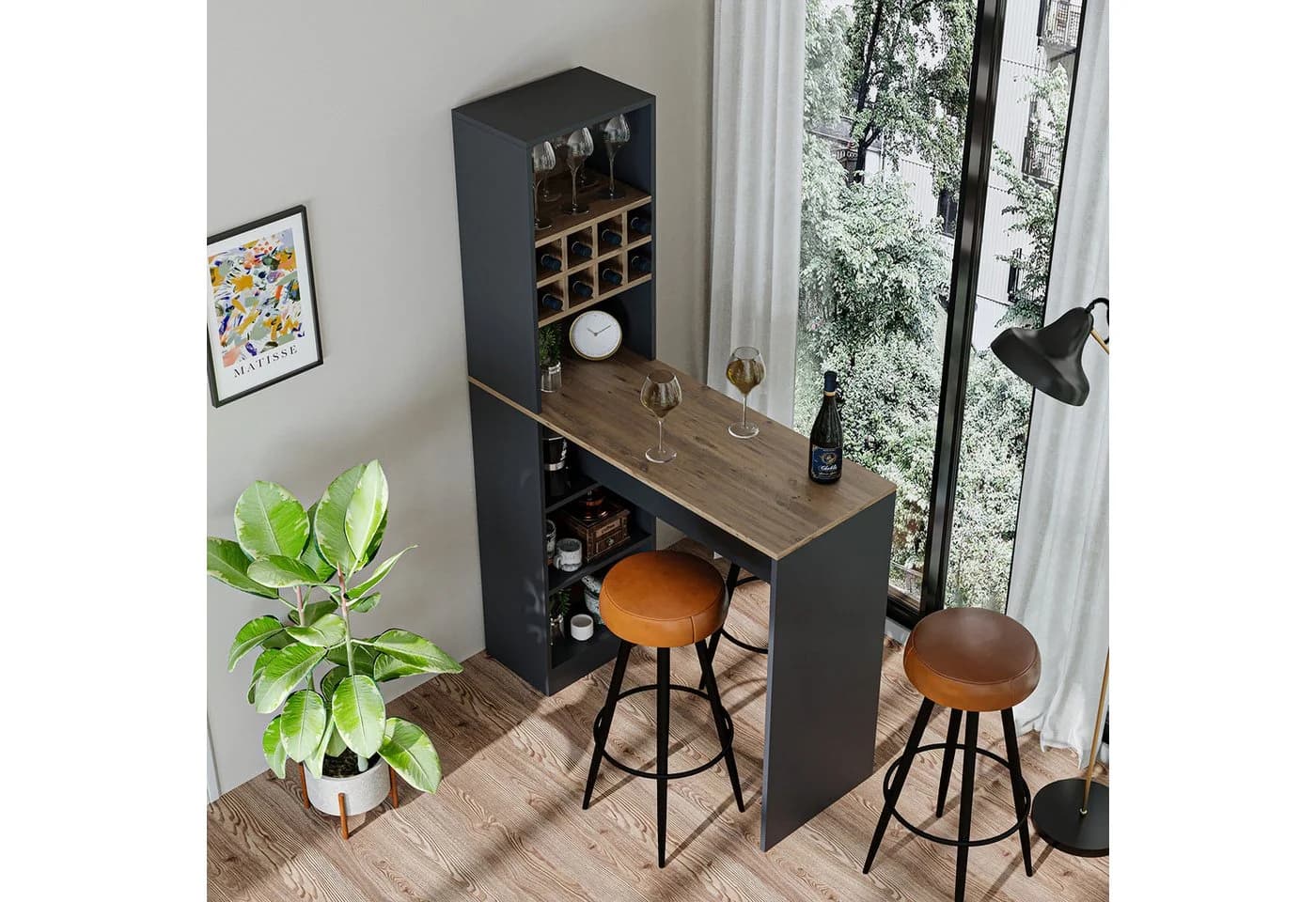 Roomart Bartisch Dublin Hausbar mit Weinregal & Stauraum - Bild 3