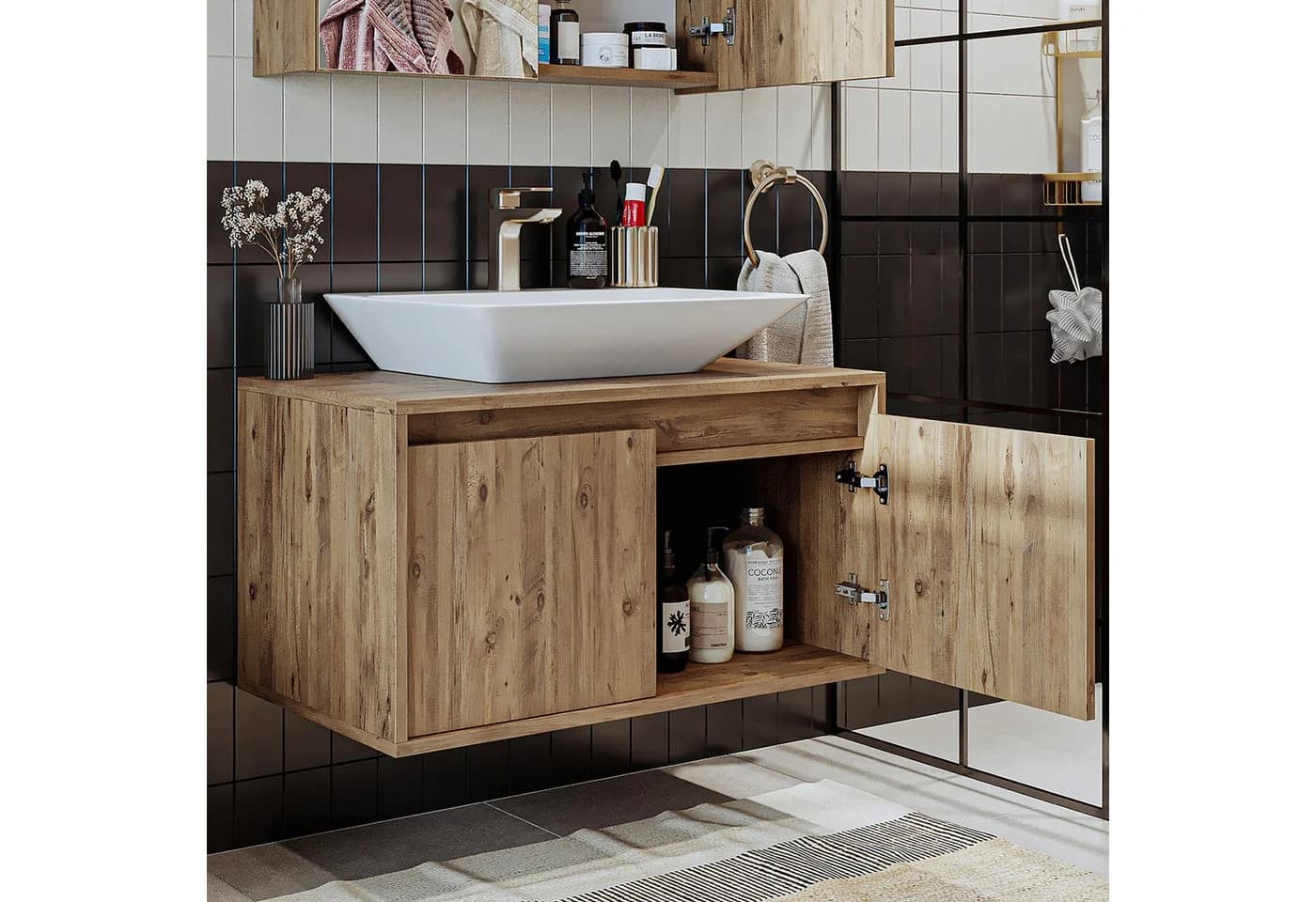 Roomart Badmöbel-Set ATLANTIC 85 cm mit Keramik-Aufsatzbecken - Bild 5
