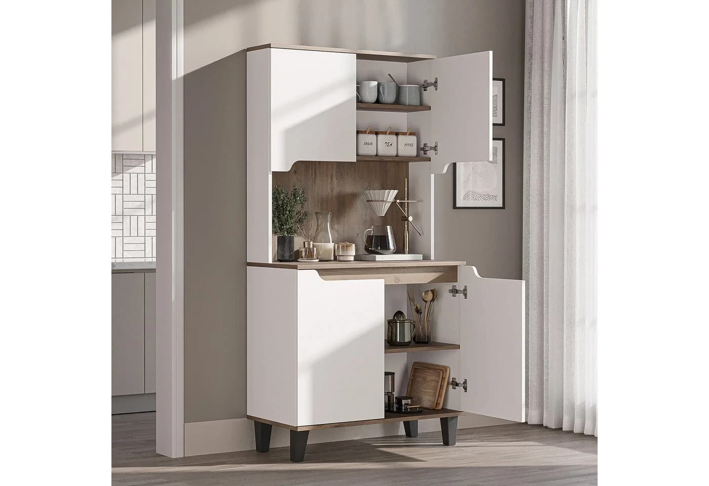 Roomart Küchenbuffet DEFNE mit Nische Beige - Bild 2