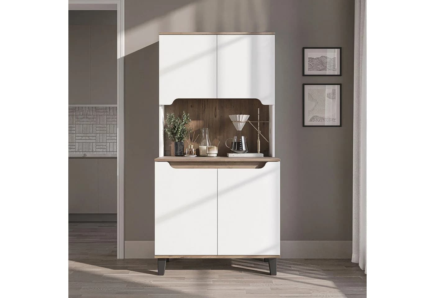 Roomart Küchenbuffet DEFNE mit Nische Beige - Bild 3