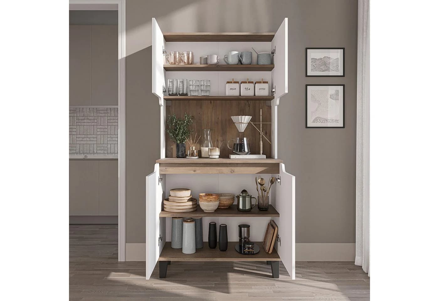 Roomart Küchenbuffet DEFNE mit Nische Beige - Bild 4
