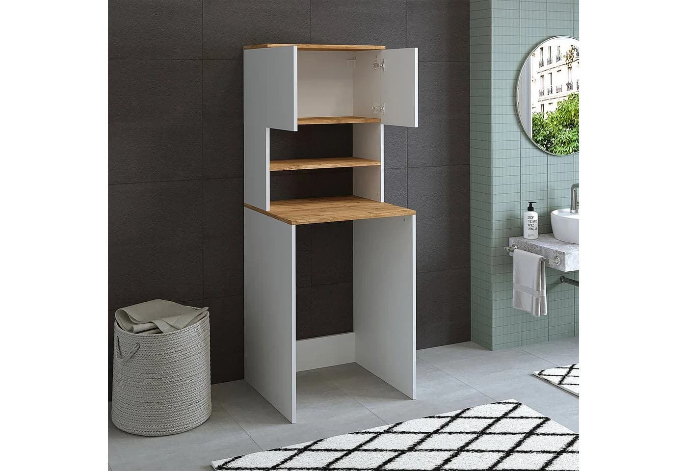 Roomart Waschmaschinenschrank EKO Überbauschrank Bad 2 Türen - Bild 4