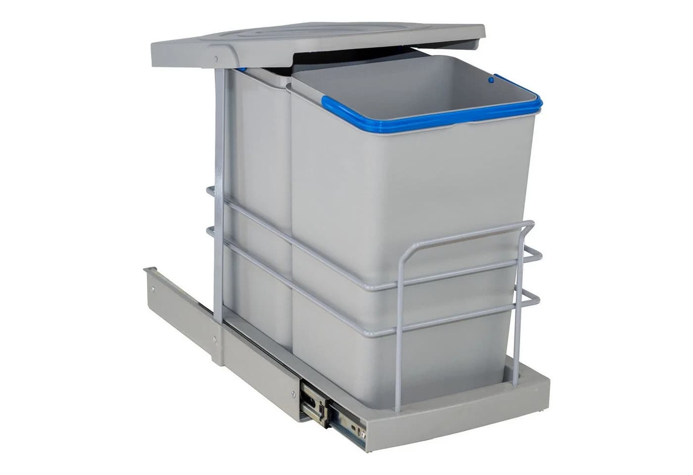 Roomart Einbaumülleimer ausziehbar 2x12L Mülltrennsystem grau/schwarz - Bild 3