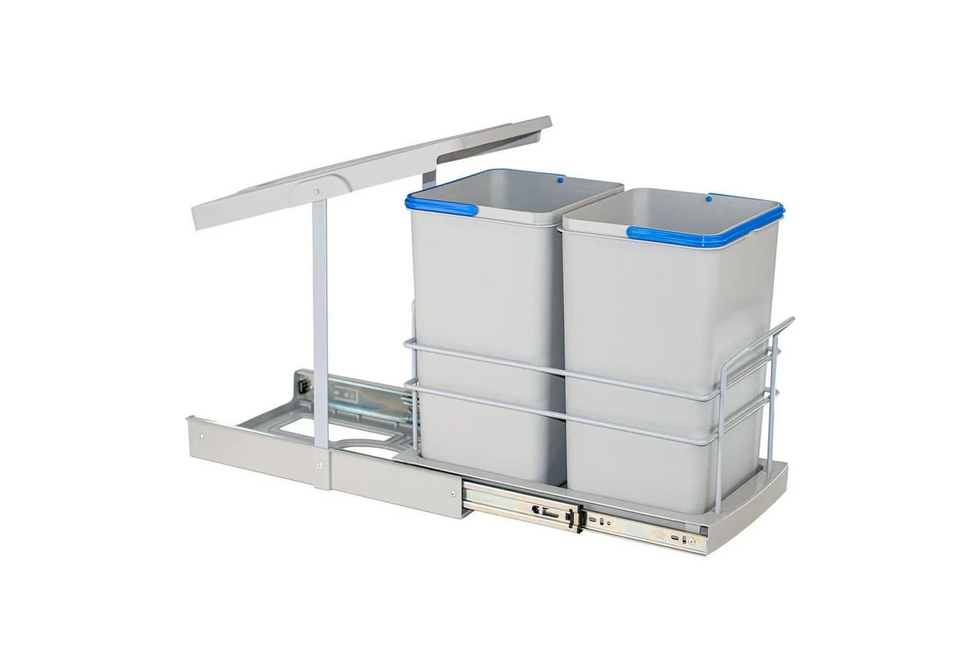 Roomart Einbaumülleimer ausziehbar 2x12L Mülltrennsystem grau/schwarz - Bild 4