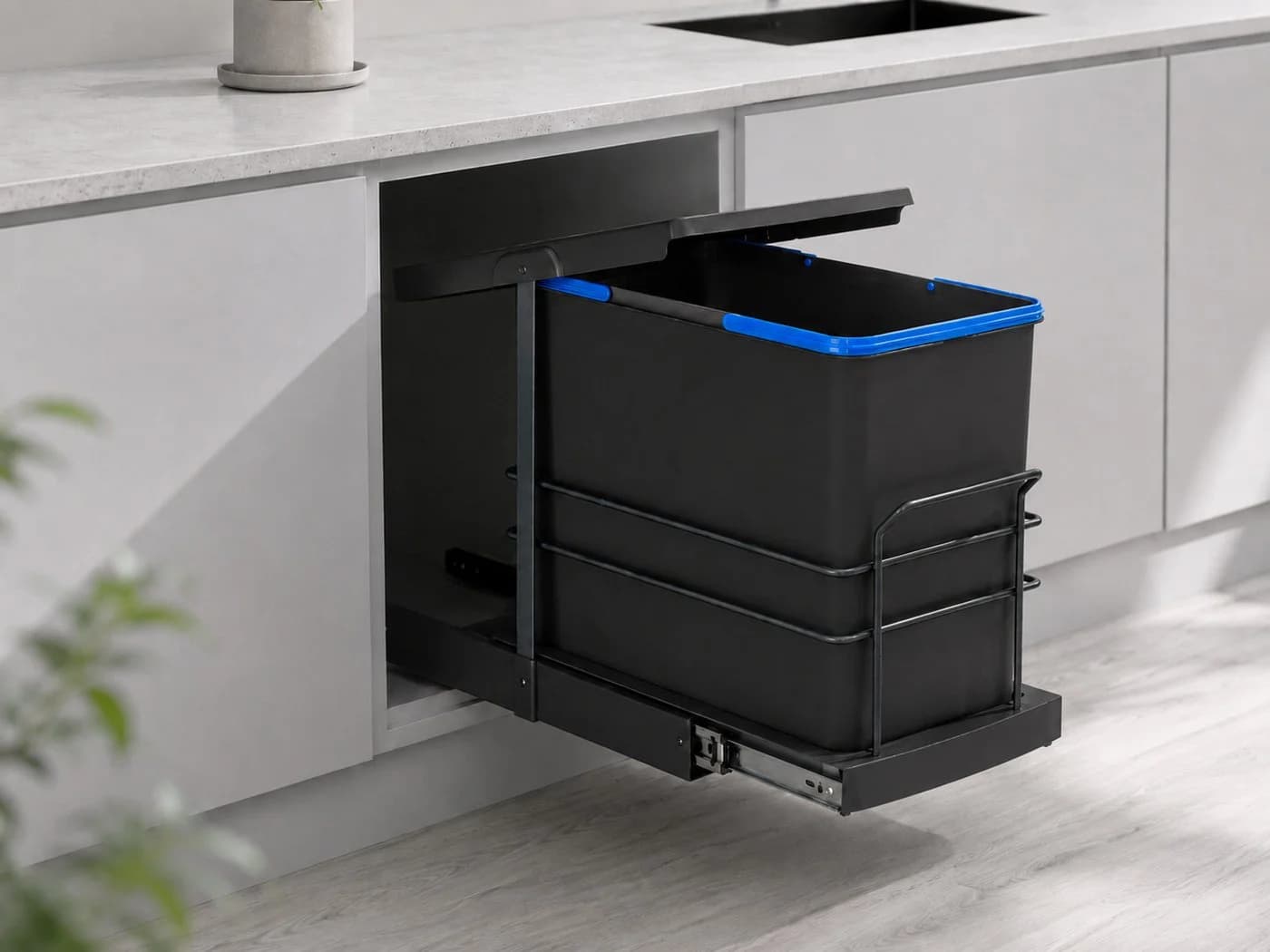 Roomart Einbaumülleimer 24L ausziehbar Schwarz - Bild 2