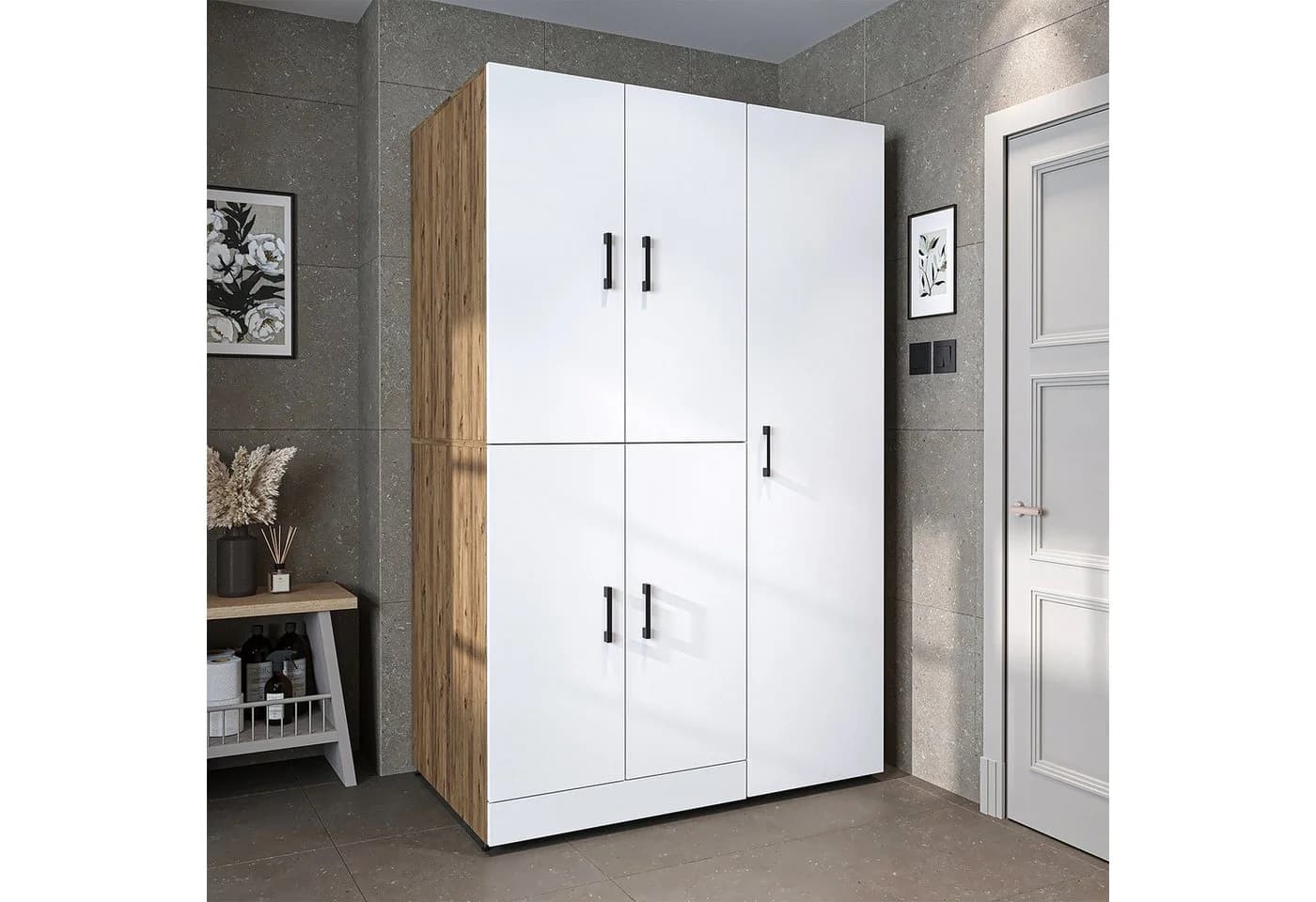 Roomart Waschmaschinenumbauschrank DORA mit Hochschrank Soft-Close