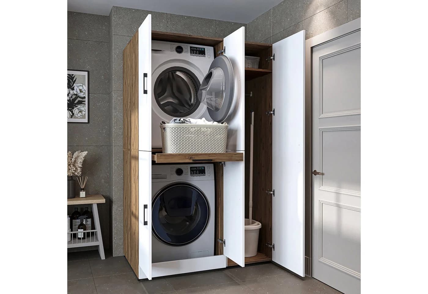 Roomart Waschmaschinenumbauschrank DORA mit Hochschrank Soft-Close - Bild 2
