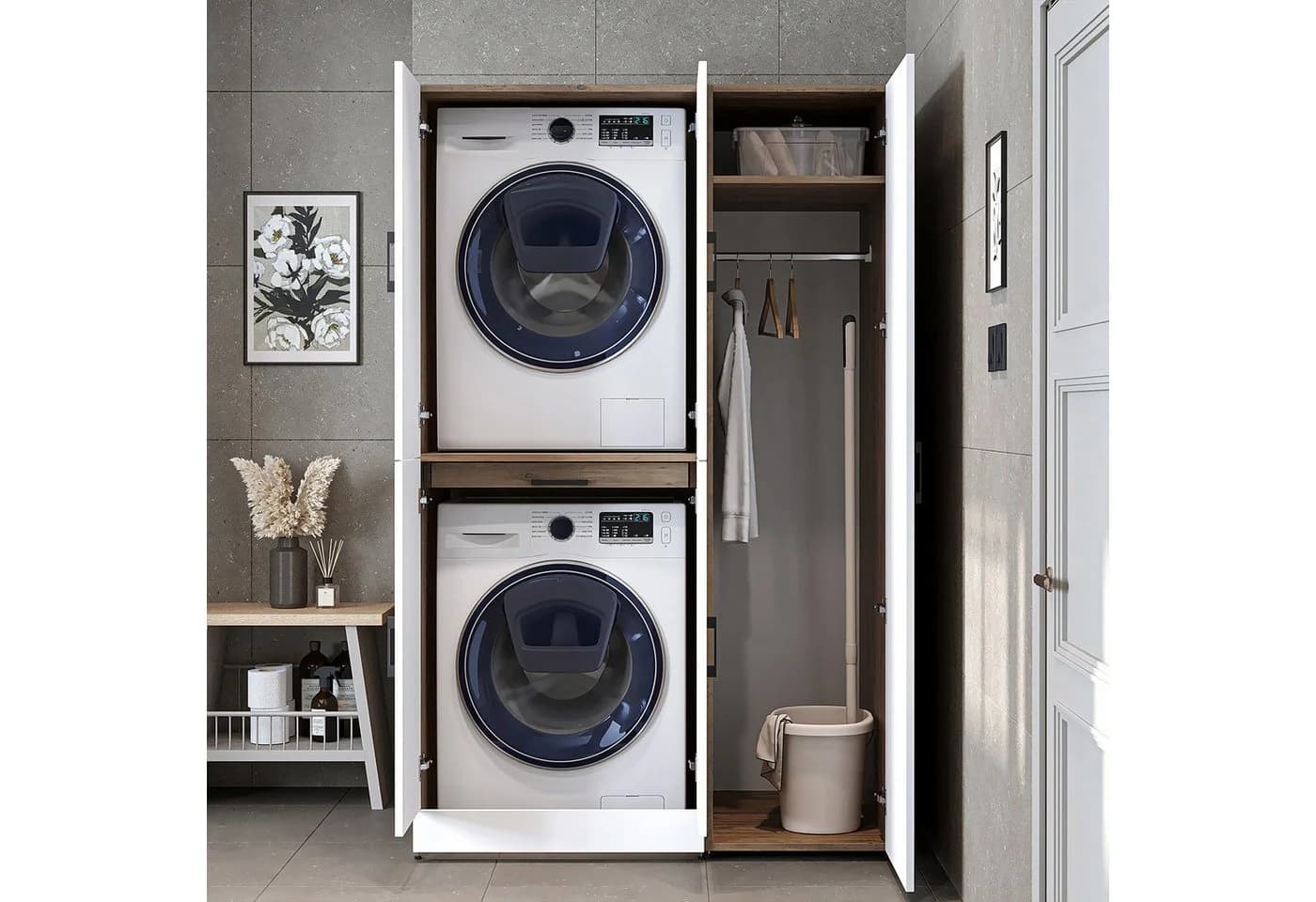 Roomart Waschmaschinenumbauschrank DORA mit Hochschrank Soft-Close - Bild 4