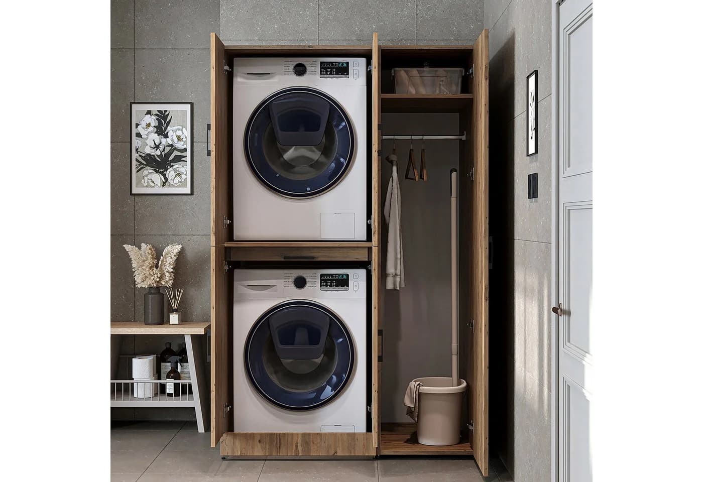 Roomart Waschmaschinenumbauschrank DORA Soft-Close Hochschrank - Bild 4