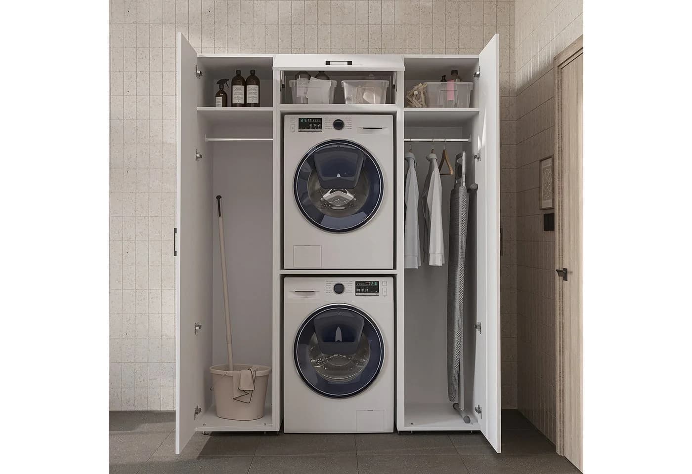Roomart DUO-I Schrankwand für Waschmaschine & Trockner weiß - Bild 3